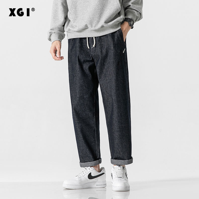 XGI jeans men's  autumn loose straight pants casual nine-point pants men's trendy spring and autumn trousers