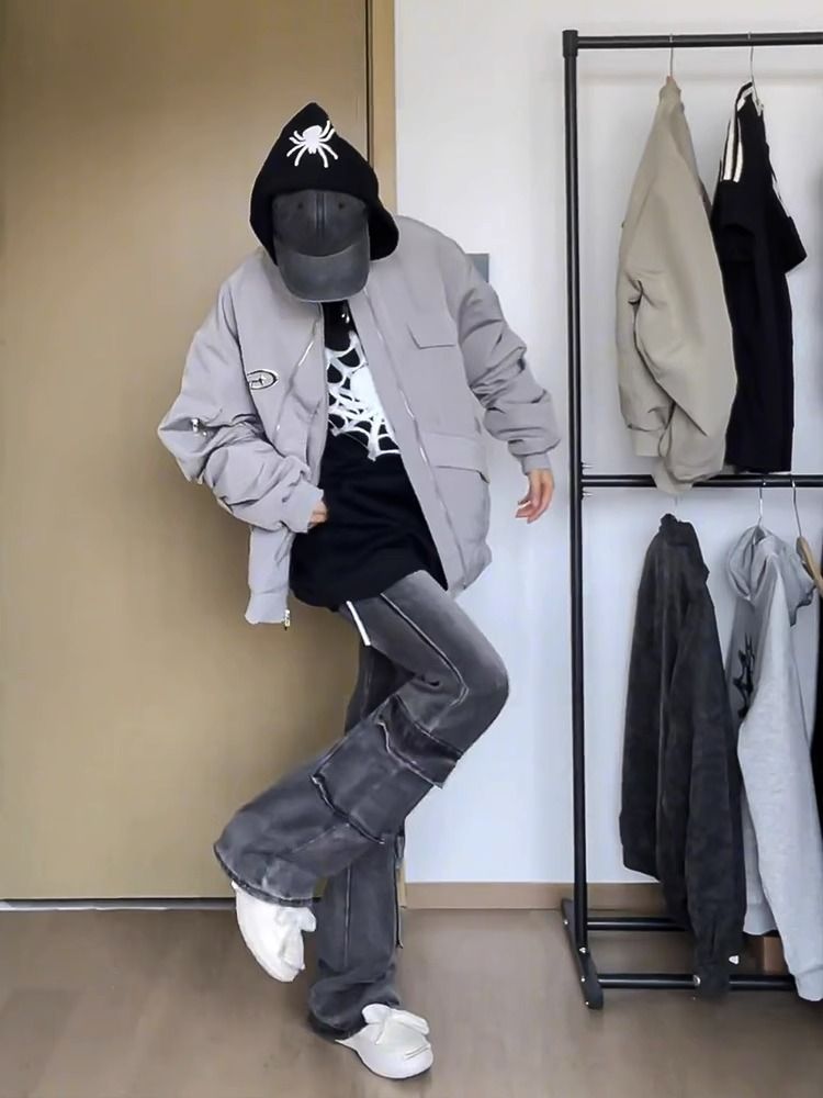 Giacca bomber uomo vintage stile americano baseball oversize moda_voghion.com