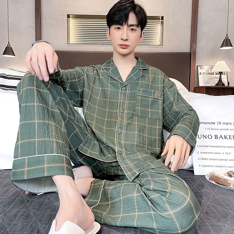 睡衣男士春秋季長袖薄款2023年新款夏天青少年外穿大碼寬鬆家居服
