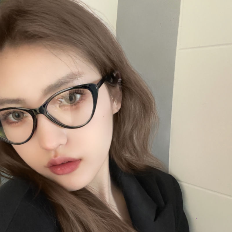 三角貓眼小框眼鏡女ins歐美貓形辣妹Y2K素顏神器黑框近視眼鏡框架