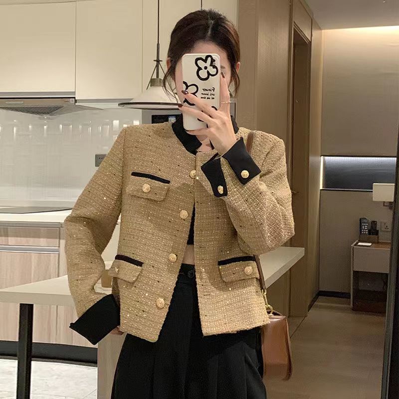French style small fragrant jacket for women 2023 new Korean style spring and autumn high-end short top for celebrities petite