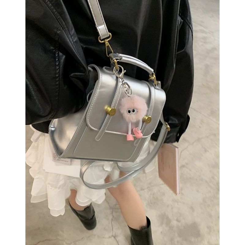 銀色雙肩包包女2023新款潮學生雙肩背包韓國單肩手提包出遊旅行包