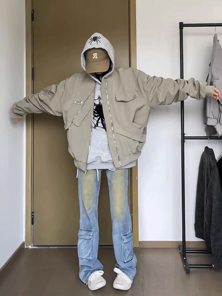Giacca bomber uomo vintage stile americano baseball oversize moda_voghion.com