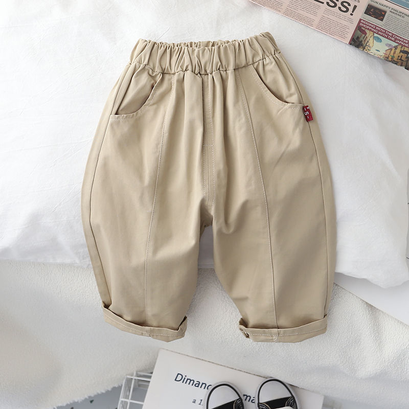 Boys' pants casual spring and autumn children's carrot pants loose children's forest trousers baby woven bloomers trendy