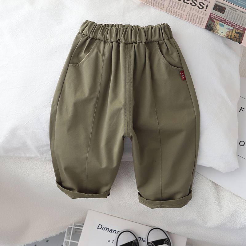 Boys' pants casual spring and autumn children's carrot pants loose children's forest trousers baby woven bloomers trendy