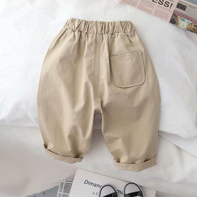 Boys' pants casual spring and autumn children's carrot pants loose children's forest trousers baby woven bloomers trendy