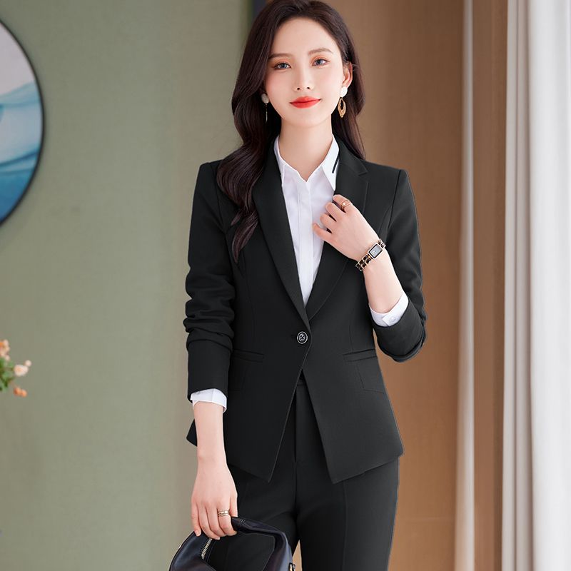 Suit suit, women's work clothes, professional suit, long-sleeved suit, front desk sales department, 4S store, white-collar formal wear, autumn and winter