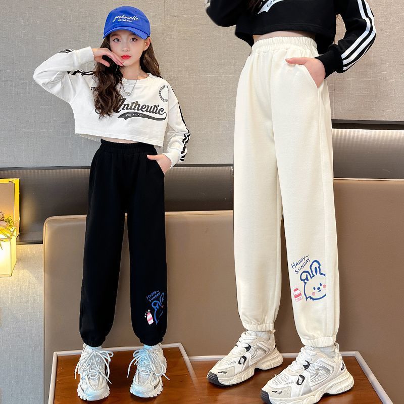 女童褲子春秋款洋氣時尚運動褲兒童休閒大童秋季衛褲女孩秋裝長褲