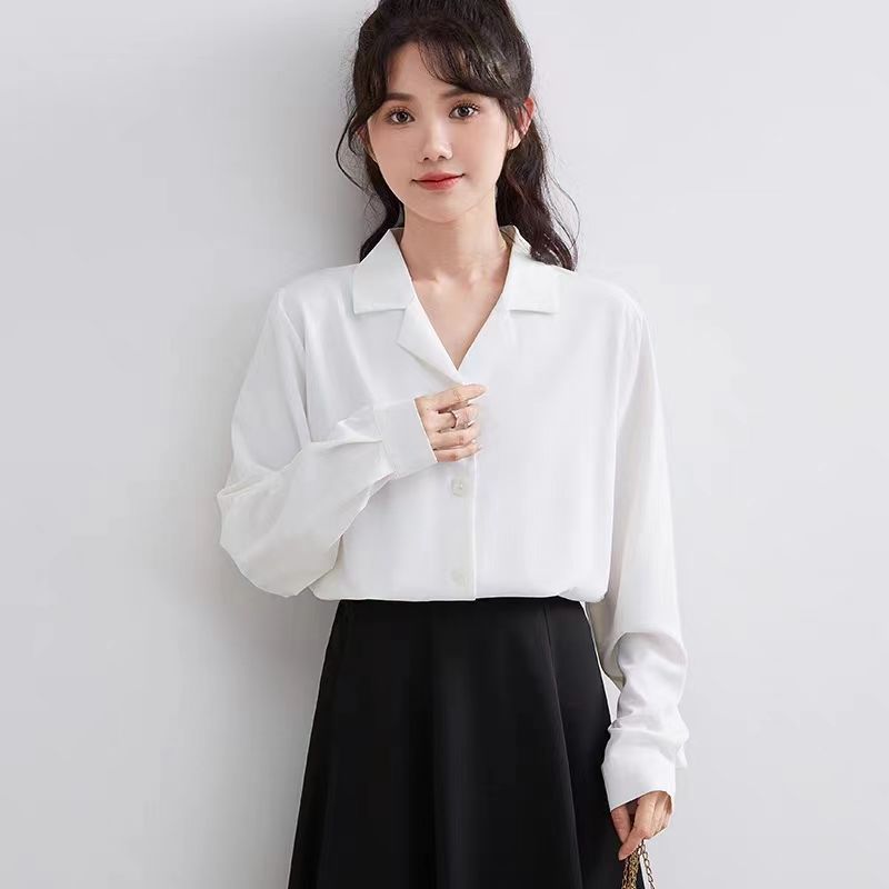 CONGRAZIO白色襯衫女設計感小眾高端通勤長袖寬鬆法式高級感襯衣