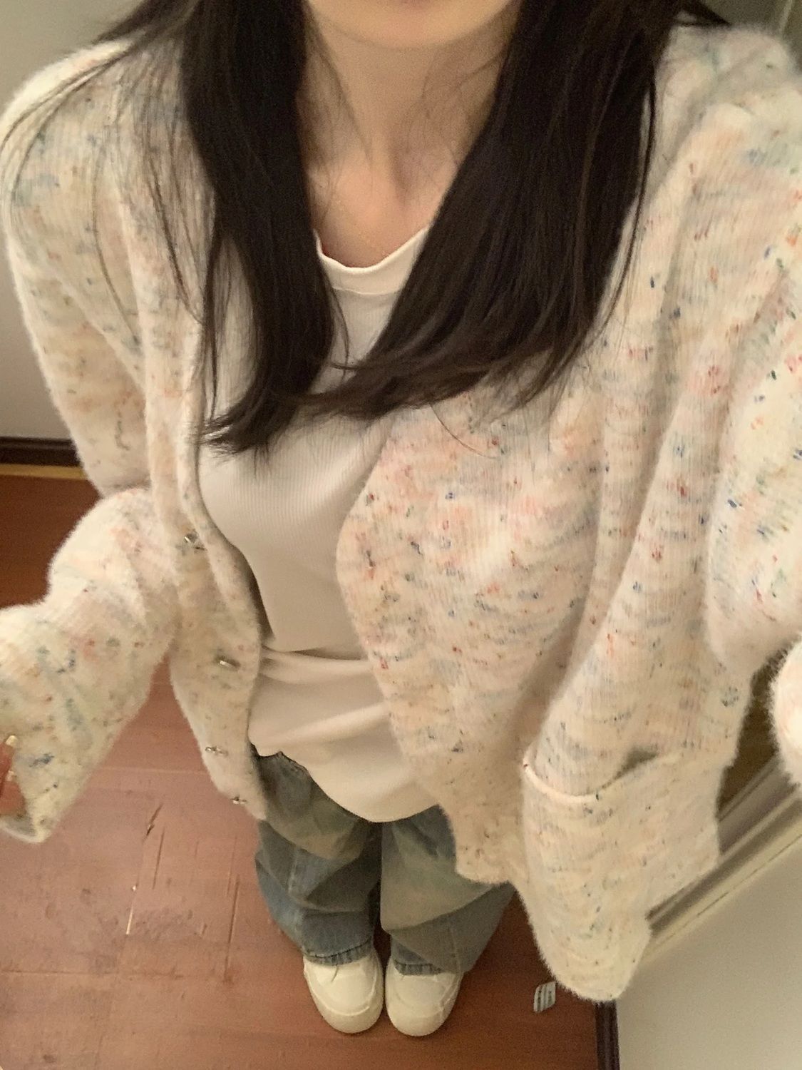 PROMONE2023新款秋季開衫毛衣外套女軟糯寬鬆休閒設計感針織上衣