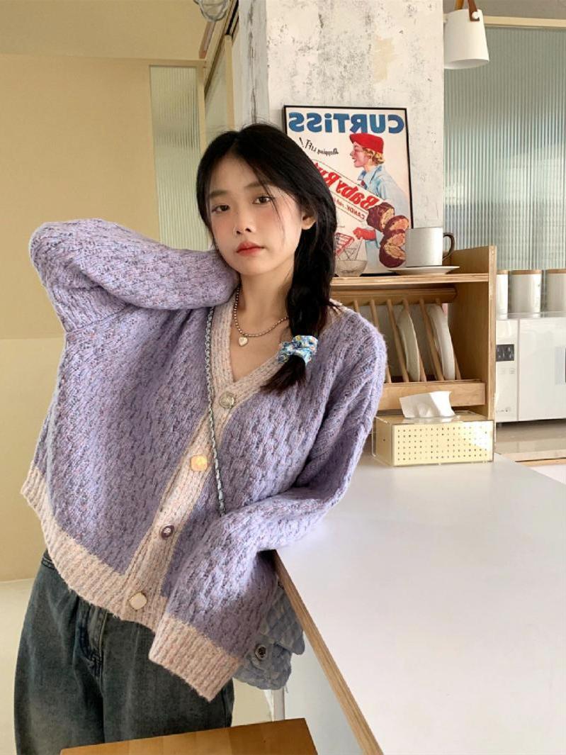 2023開衫上衣茶宮廷風女女冬歇針織春秋鹽系新款復古寬鬆外套毛衣