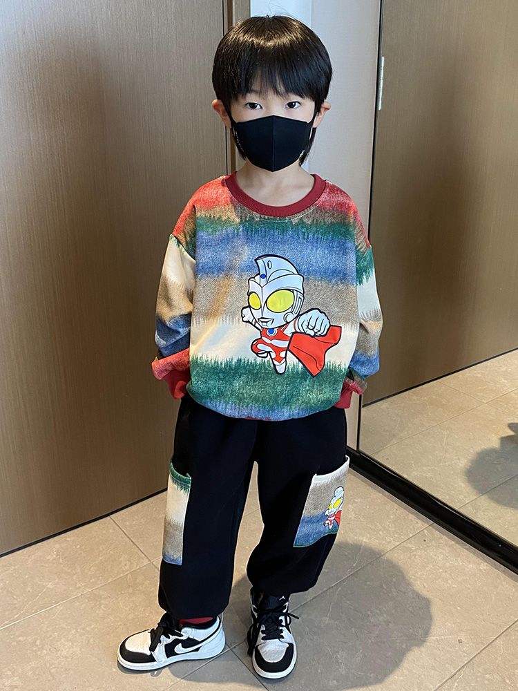Ultraman Clothes Boys Autumn Suits Children's Sports Sweatshirts Cool, Handsome, Fashionable Baby Boys Spring and Autumn Trend