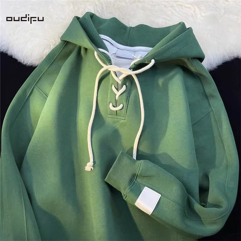 OUDIFU100%純棉衛衣女2023秋季oversize寬鬆慵懶風ins潮長袖上衣