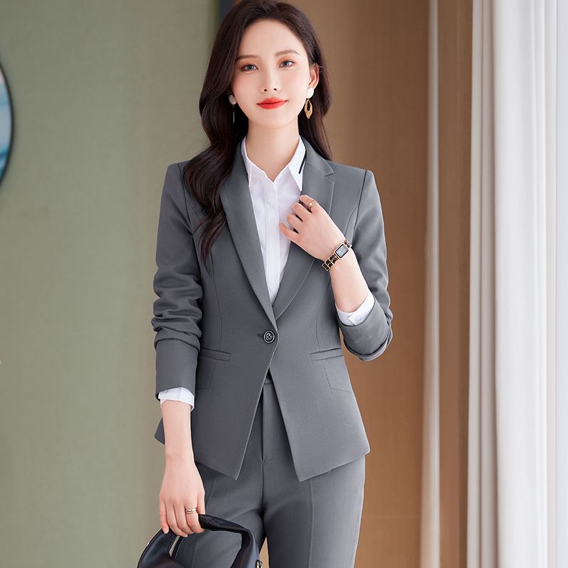 Suit suit, women's work clothes, professional suit, long-sleeved suit, front desk sales department, 4S store, white-collar formal wear, autumn and winter