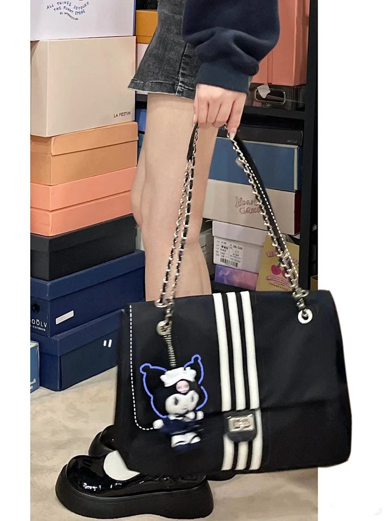 大容量包包女2023新款高級感牛津布托特鏈條流浪包通勤單肩斜挎包