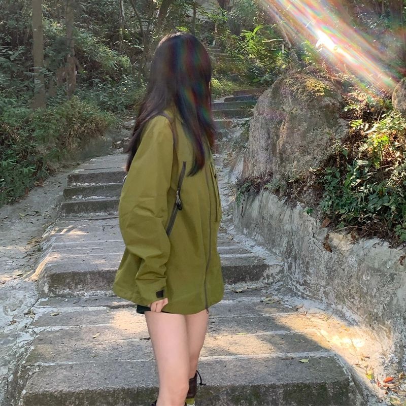 American Style Hooded Zipper Jacket Spring Autumn New Loose Korean Version Student Versatile Cardigan Coat For Women_voghion.com