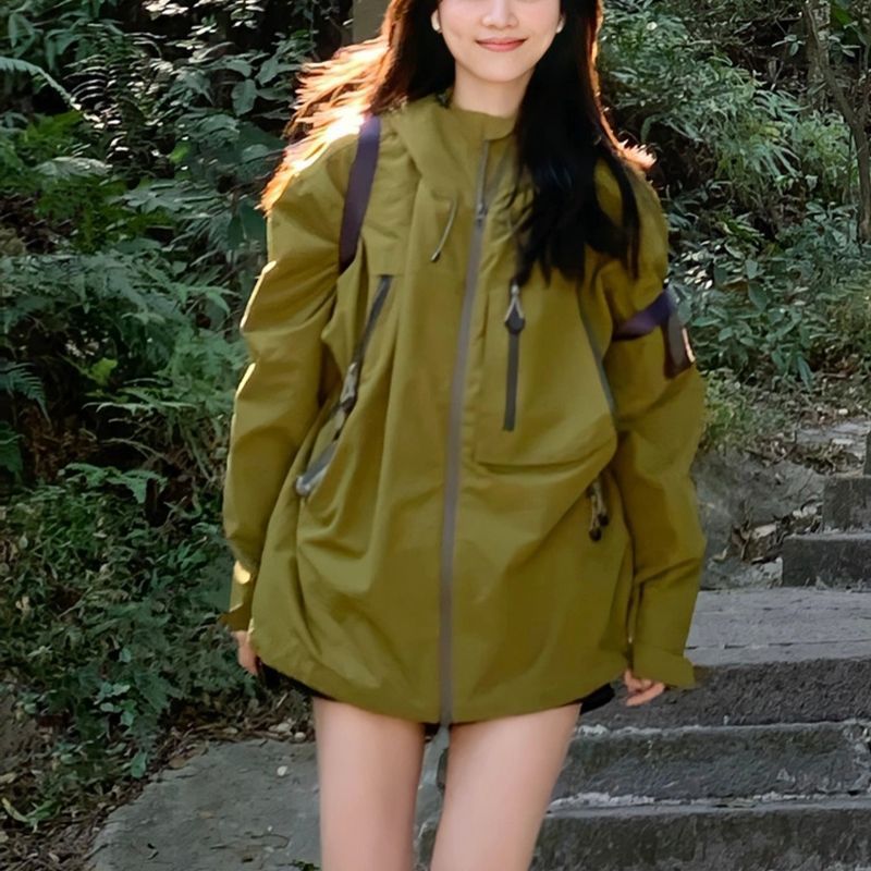 American Style Hooded Zipper Jacket Spring Autumn New Loose Korean Version Student Versatile Cardigan Coat For Women_voghion.com