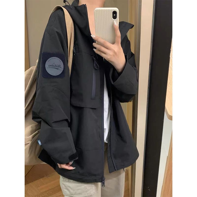American Style Hooded Zipper Jacket Spring Autumn New Loose Korean Version Student Versatile Cardigan Coat For Women_voghion.com