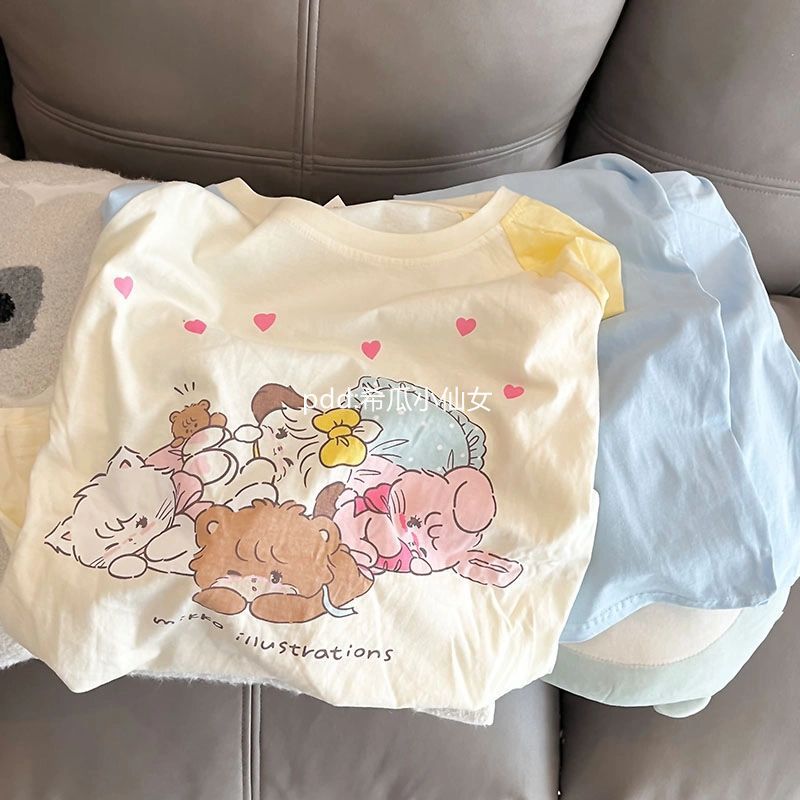日系mikko睡衣女春秋季新款圓領長袖長褲卡通可愛學生家居服套裝