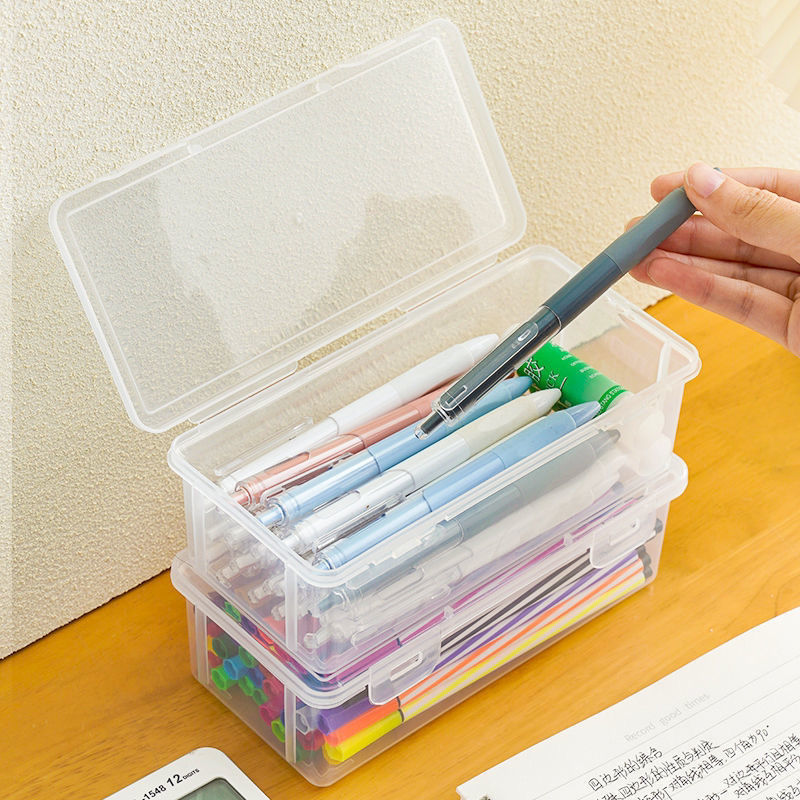 【开学季】铅笔收纳盒大容量透明文具笔筒装彩铅儿童蜡笔绘画笔袋