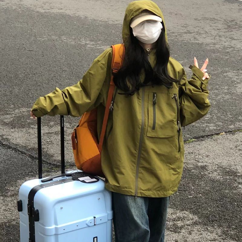 American Style Hooded Zipper Jacket Spring Autumn New Loose Korean Version Student Versatile Cardigan Coat For Women_voghion.com