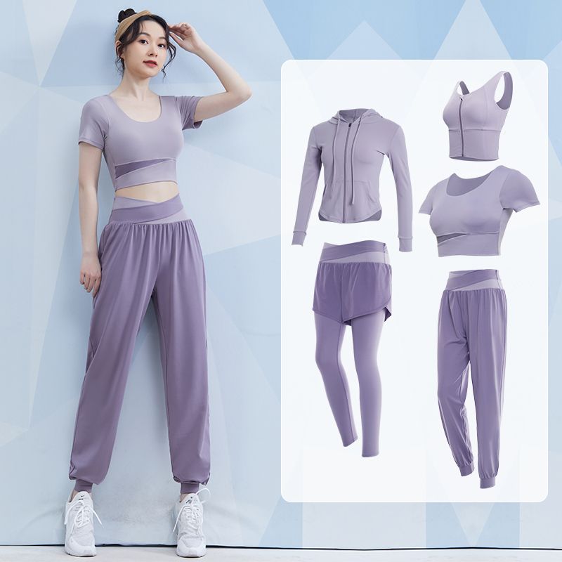 運動服女健身服夏季修身顯瘦薄款瑜伽服高腰舞蹈高級感晨跑步套裝