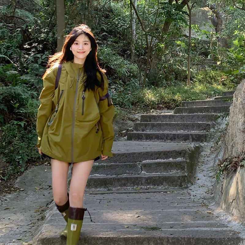 American Style Hooded Zipper Jacket Spring Autumn New Loose Korean Version Student Versatile Cardigan Coat For Women_voghion.com