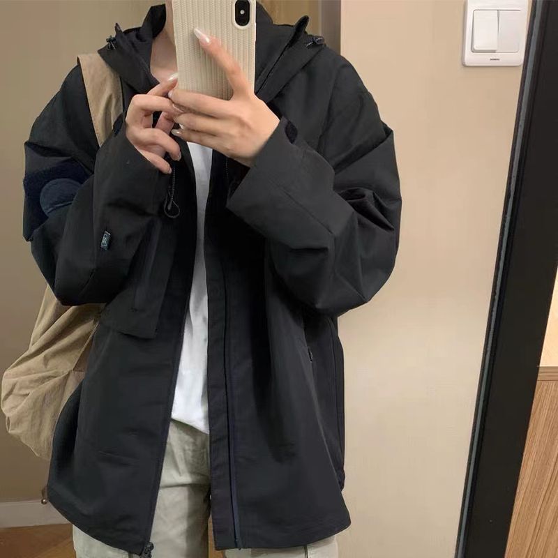 American Style Hooded Zipper Jacket Spring Autumn New Loose Korean Version Student Versatile Cardigan Coat For Women_voghion.com