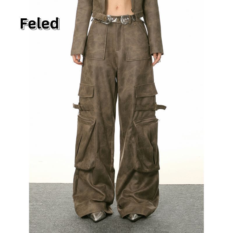 飞拉丹顿美式复古机车拉链短外套男女口袋百搭时尚设计感潮外套