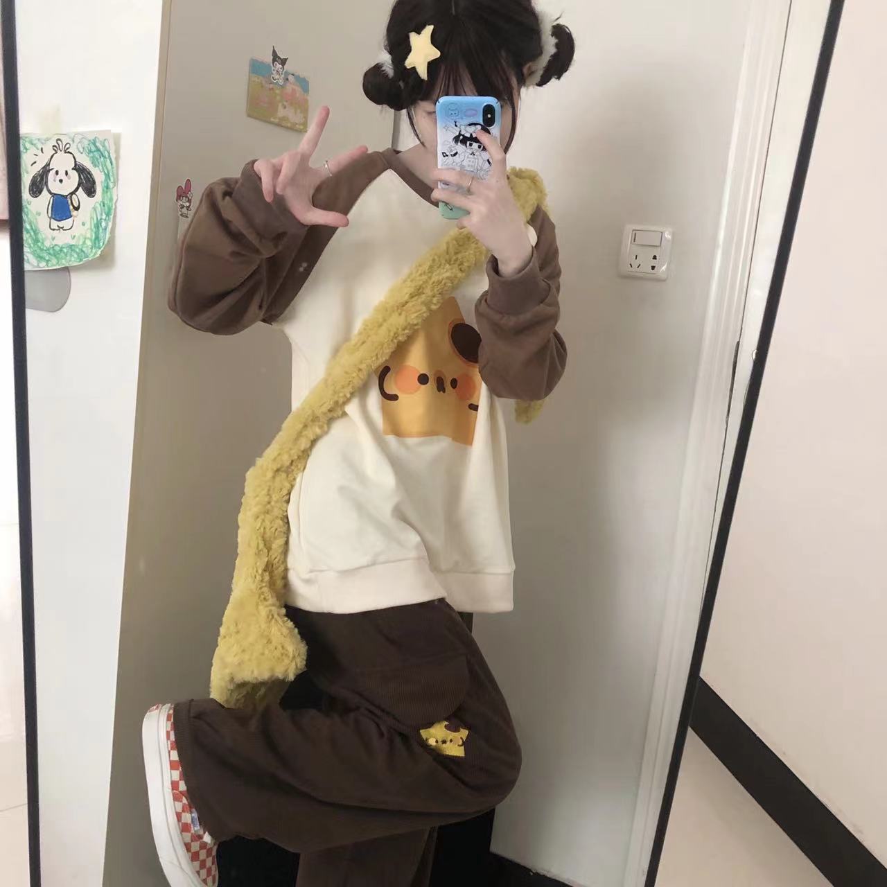 日系可愛插肩袖拼接衛衣女秋冬新款學生寬鬆甜美撞色長袖女百搭