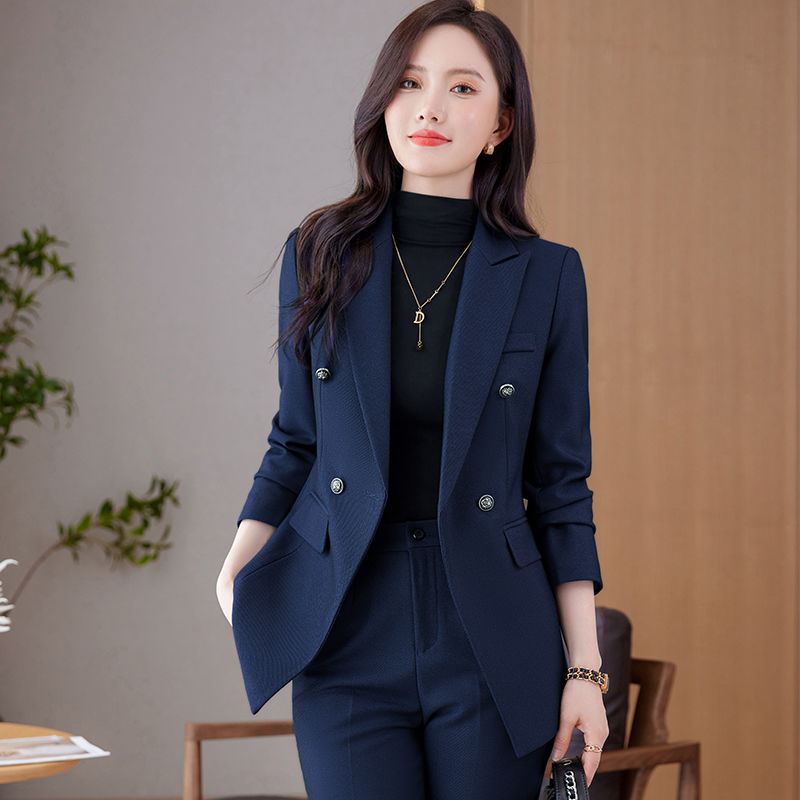 高級感雙排扣西裝套裝女春秋新款氣質職業正裝面試工作服西服外套