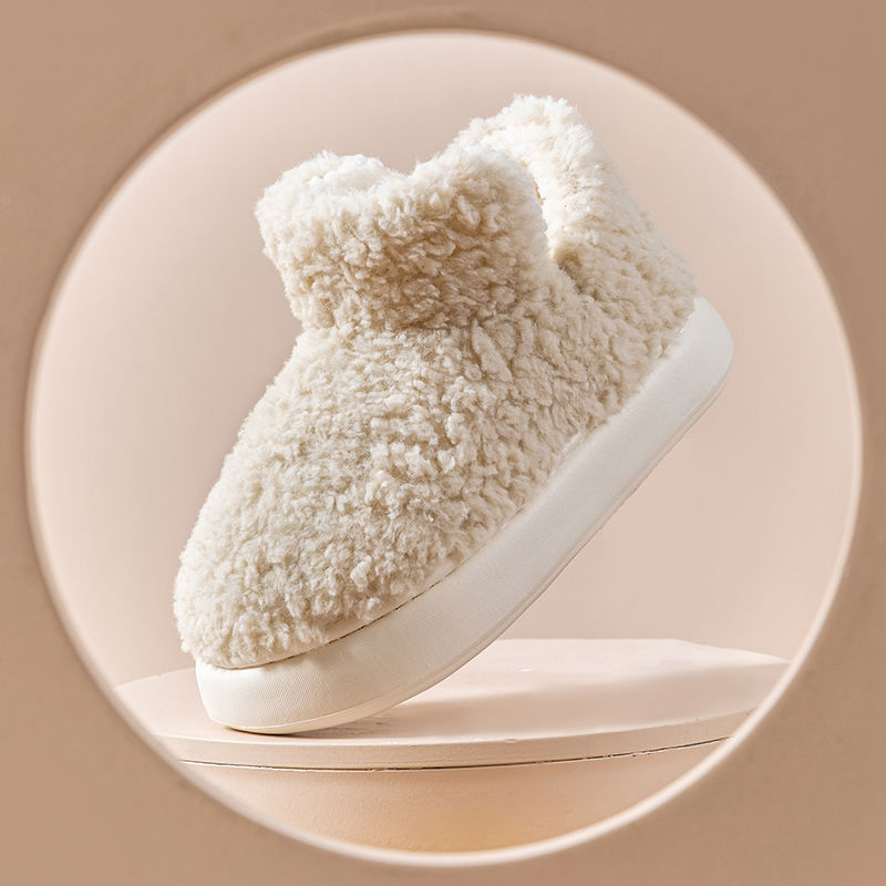 Women's cotton slippers with a high heel bag and a sense of stepping on the shit, winter light luxury outer wear, cold-resistant and warm, increased height, plus velvet and thickened cotton shoes for men