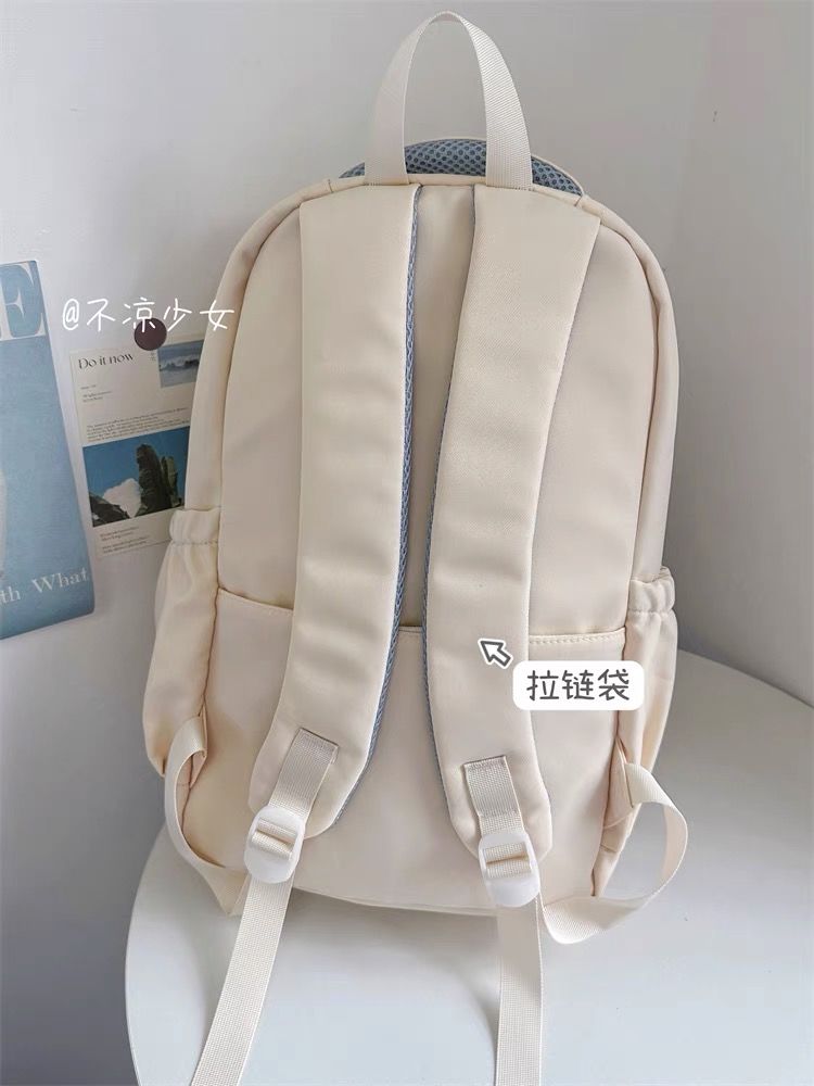 Large-capacity schoolbag for junior high school students, Japanese ins, high school student, simple niche backpack, girl's solid color backpack