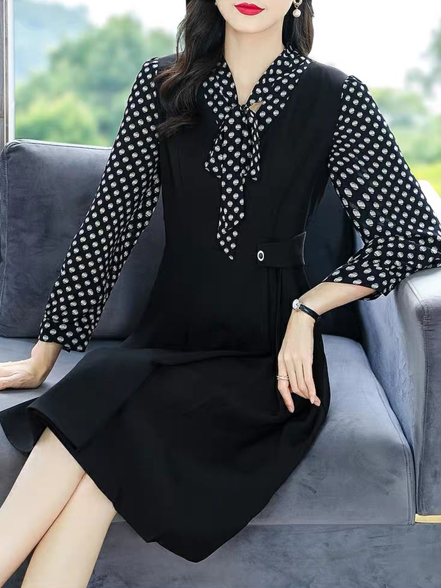 大碼女裝2023秋季新款胖MM遮肉顯瘦連衣裙氣質時尚遮肚輕奢高檔裙