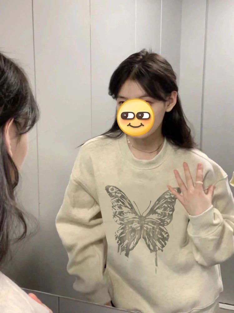 100%紡棉秋冬新款灰色圓領衛衣女歐美高街寬鬆上衣潮ins小眾設計