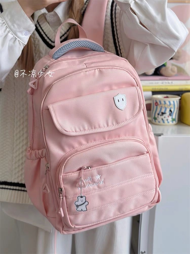 Large-capacity schoolbag for junior high school students, Japanese ins, high school student, simple niche backpack, girl's solid color backpack