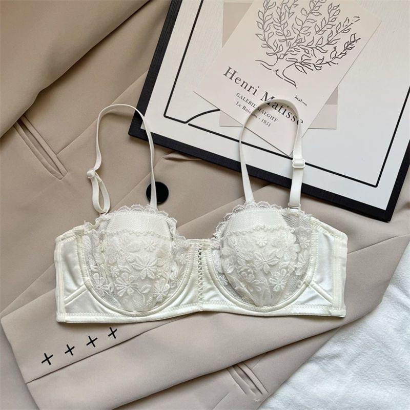 Summer new rabbit ears underwear for women, ultra-thin push-up small breasts, breathable and refreshing lace sexy bra for women