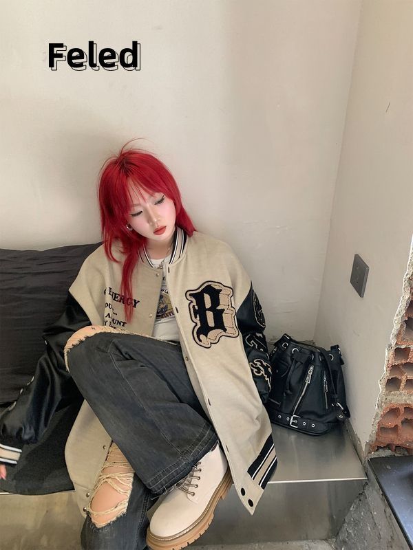 飛拉丹頓棒球服男女早秋款潮ins設計感寬鬆夾克美式復古外套
