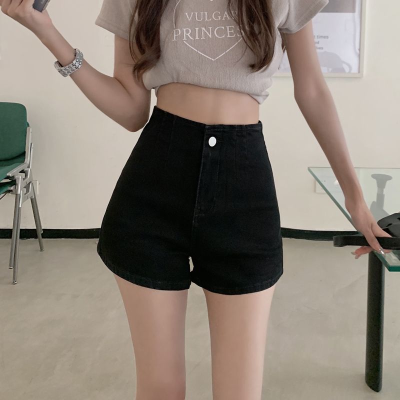 美式短褲女時尚夏季2023新款潮ins高腰黑色牛仔褲大長腿包臀熱褲