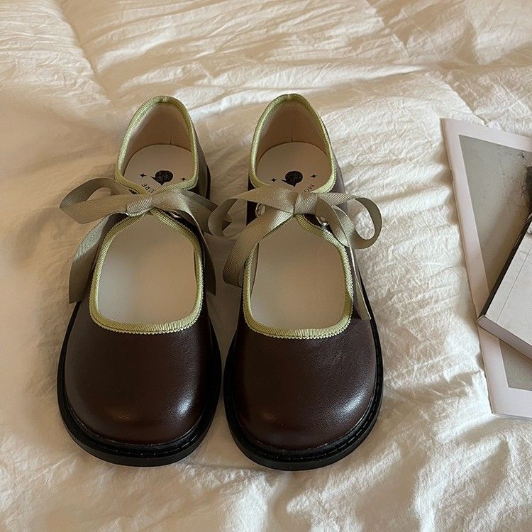Japanese flat Mary Jane shoes for women 2023 summer new fashion bow ribbon college style jk small leather shoes