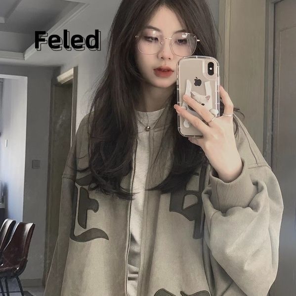 飛拉丹頓美式復古字母刺繡棒球服男女早秋設計感小眾嘻哈夾克外套