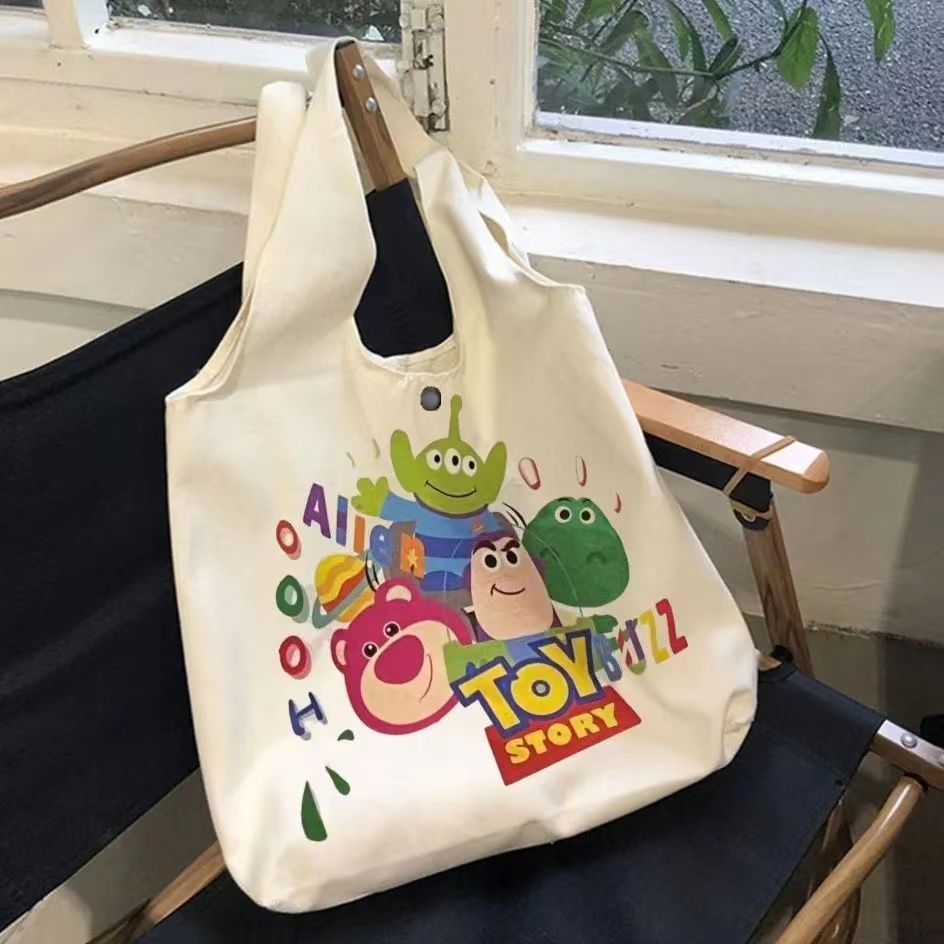 New canvas bag Japanese cartoon versatile shoulder bag student school bag large capacity tutoring class portable