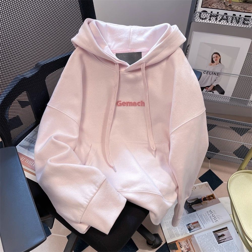 粉色甜酷藝術生奶乖衛衣女春秋冬季新款寬鬆港風小眾連帽ins上衣