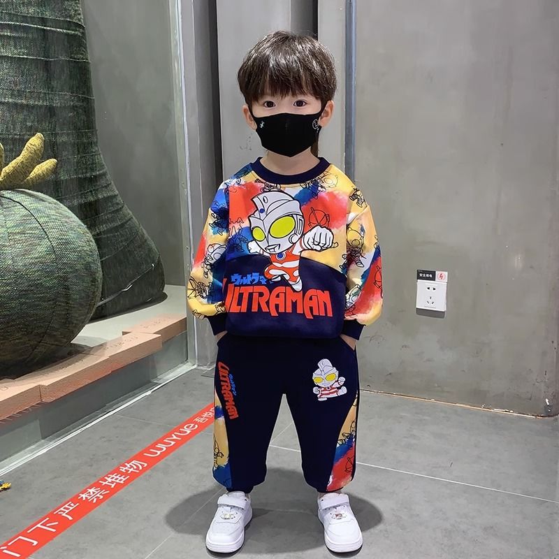 奧特曼男童衣服秋裝2023新款兒童裝短袖痞帥春秋小童秋季寶寶套裝