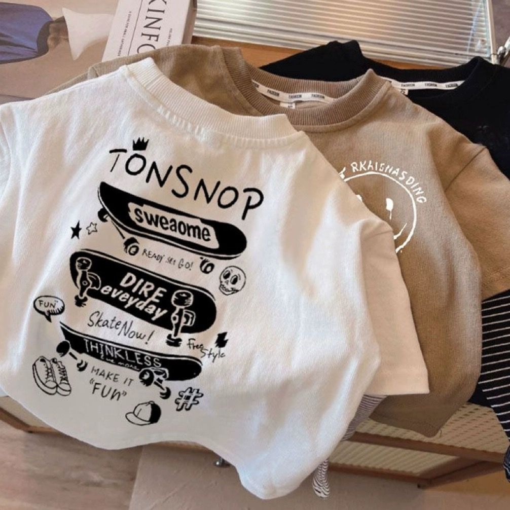 Pure cotton boys' T-shirt long-sleeved fake two-piece  new children's bottoming shirt spring and autumn children's top baby autumn clothing