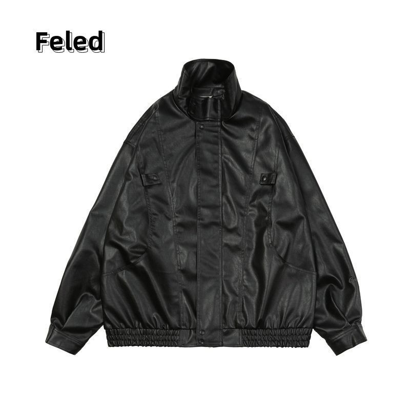 Feila Denton American retro street fashion brand motorcycle style pu leather jacket leather jacket for men and women