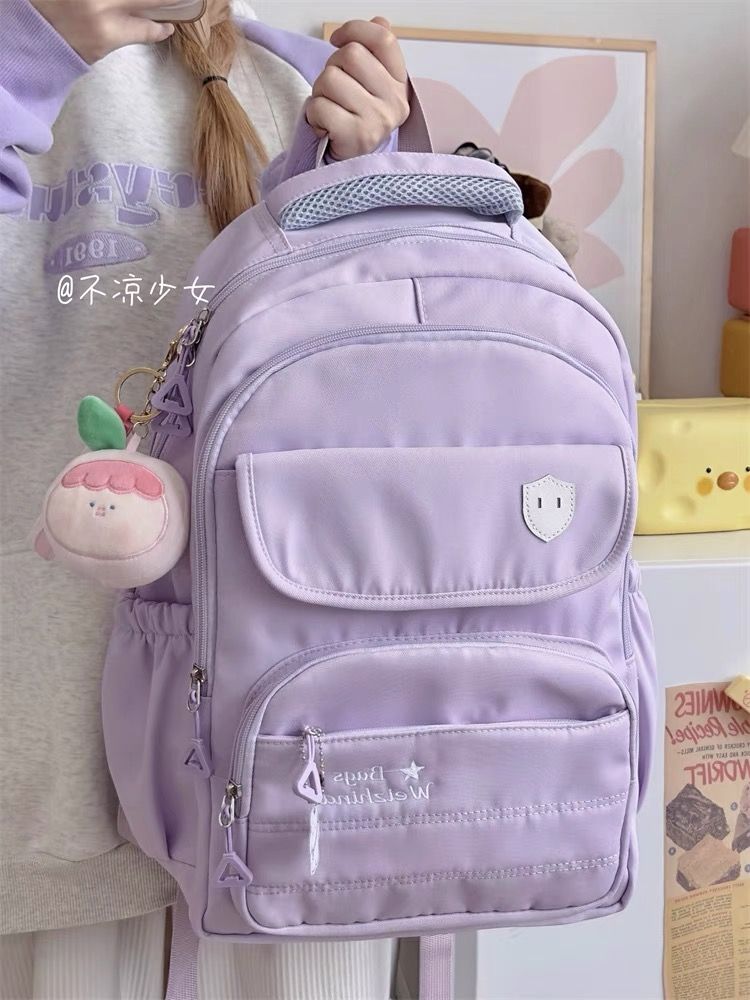 Large-capacity schoolbag for junior high school students, Japanese ins, high school student, simple niche backpack, girl's solid color backpack