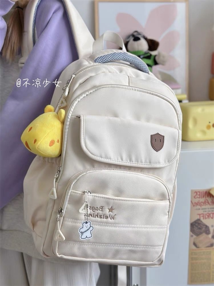 Large-capacity schoolbag for junior high school students, Japanese ins, high school student, simple niche backpack, girl's solid color backpack