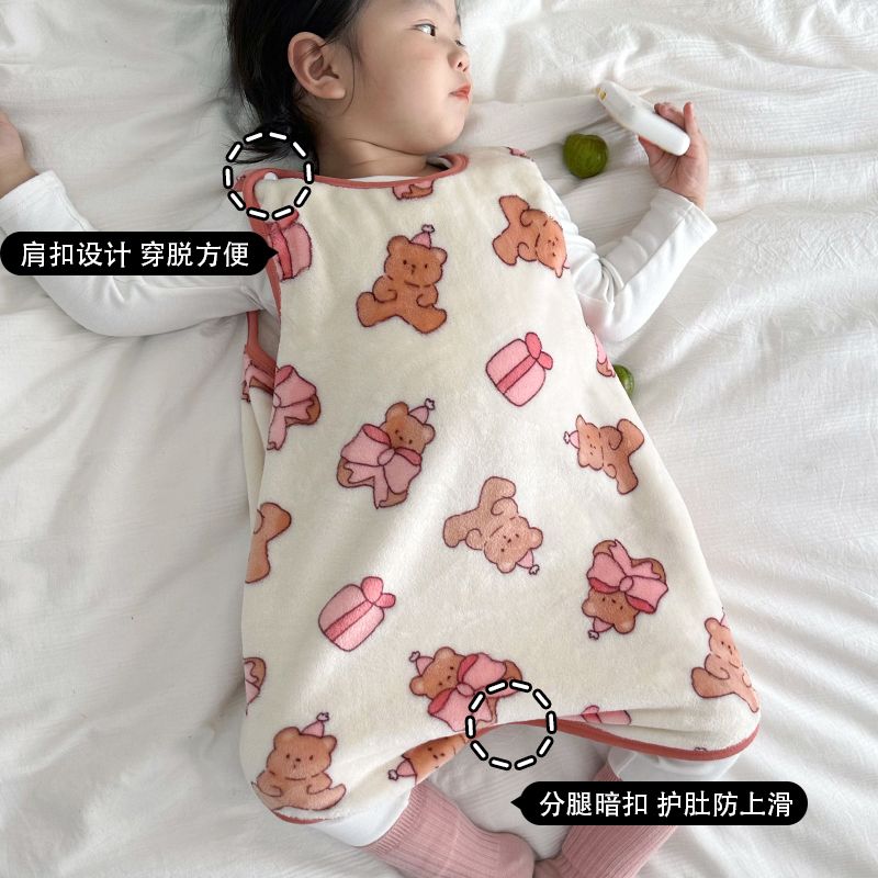秋冬宝宝护肚子神器儿童睡觉防踢被防着凉婴儿护肚围加绒保暖睡袋