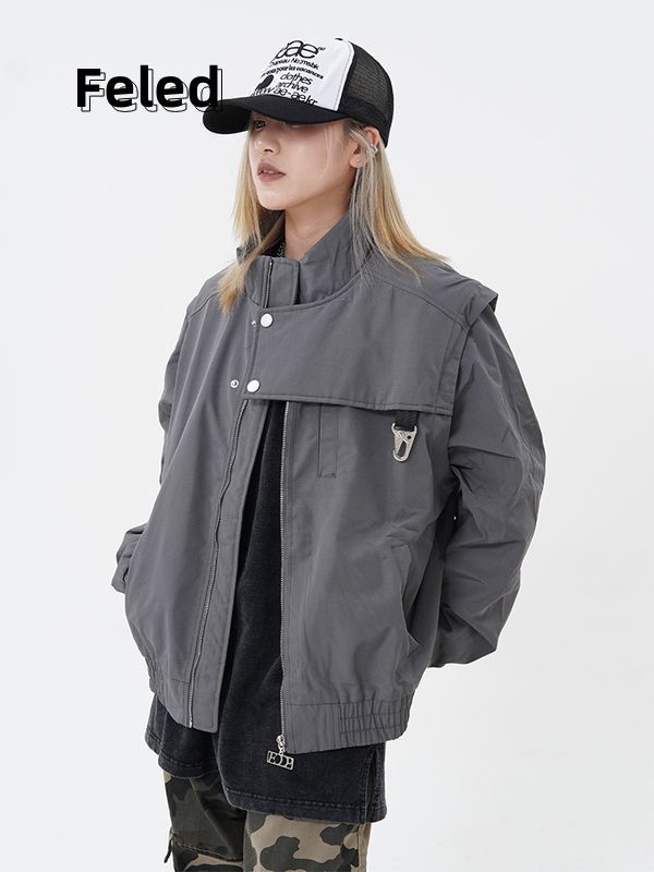 Feira Denton design American high street detachable waistcoat flight suit jacket for men and women loose jacket jacket